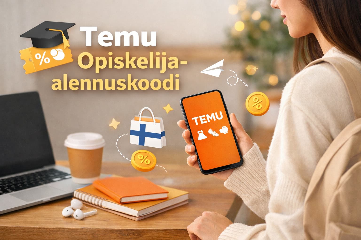 Temu opiskelija-alennuskoodi – säästä sovelluksessa